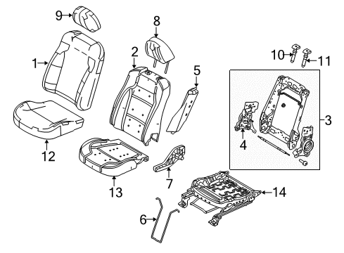 2016 Ford Special Service Police Sedan Passenger Seat Components Diagram