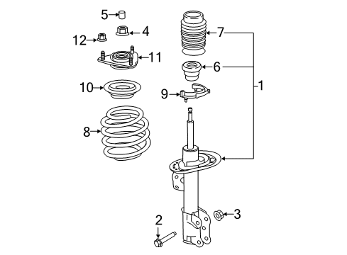 2023 Ford Mustang Struts & Components - Front Diagram