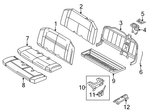 2012 Ford E-250 Rear Seat Components Diagram 1 - Thumbnail