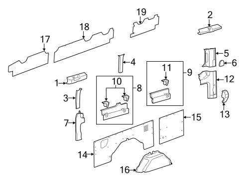 2023 Ford E-Transit Interior Trim - Side Panel Diagram