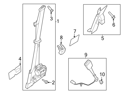 2024 Ford F-250 Super Duty Front Seat Belts Diagram