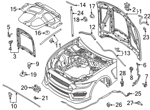 2020 Ford Mustang STRIKER ASY - HOOD LOCK Diagram for KR3Z-16K689-A