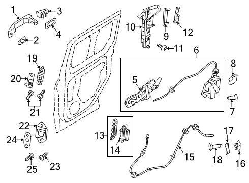 2023 Ford Transit Connect Lock & Hardware Diagram