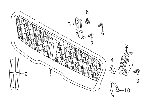 2023 Lincoln Nautilus Grille & Components Diagram