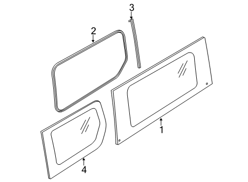 2016 Ford Transit Connect Side Panel - Glass & Hardware Diagram