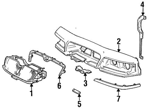 1995 Mercury Grand Marquis Grille Assembly - Radiator Diagram for F5MY-8200-A