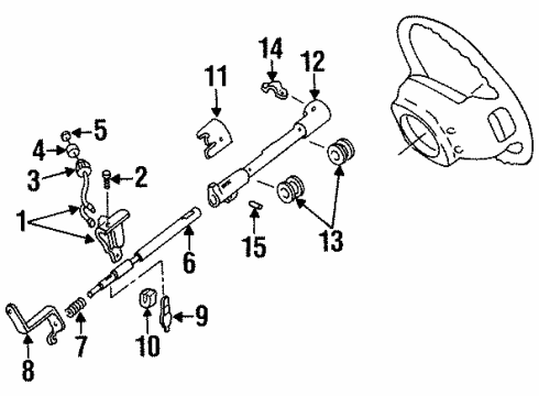 1995 Ford Ranger Steering Column Housing & Components, Shroud, Switches & Levers Diagram