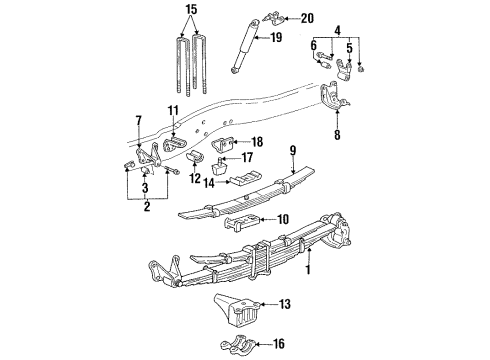 1996 Ford F-350 Rear Suspension Components, Stabilizer Bar Diagram