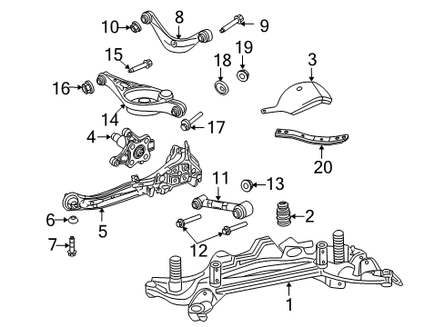 2010 Mercury Milan Rear Suspension Components, Lower Control Arm, Upper Control Arm, Stabilizer Bar Diagram