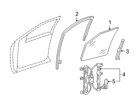 2009 Ford Explorer Sport Trac Front Door - Glass & Hardware Diagram