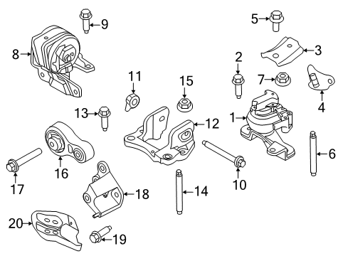 2014 Lincoln MKX Engine & Trans Mounting Diagram