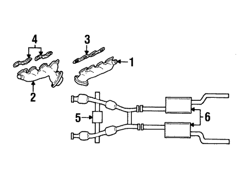 1996 Ford Mustang Exhaust Components, Exhaust Manifold Diagram