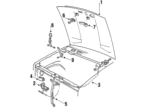 1986 Ford F-350 Hood & Components Diagram