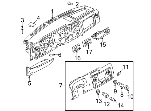 2012 Ford E-150 Instrument Panel Components Diagram