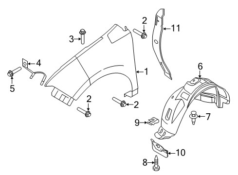 2013 Ford Edge Fender Assembly - Front Diagram for CT4Z-16005-A