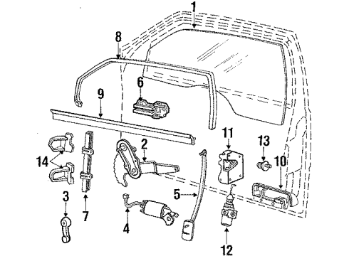 1984 Ford Tempo Door & Components Diagram