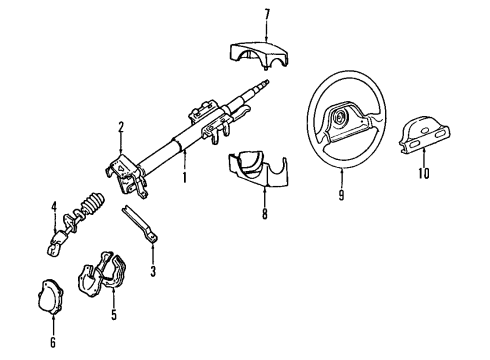 2000 Ford Escort Steering Wheel Assembly Diagram for F8CZ3600BAA