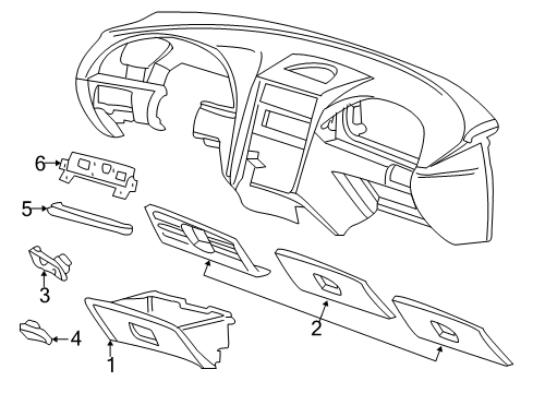 1999 Ford Mustang Door Assembly - Glove Compartment Diagram for XR3Z-6306024-AAB