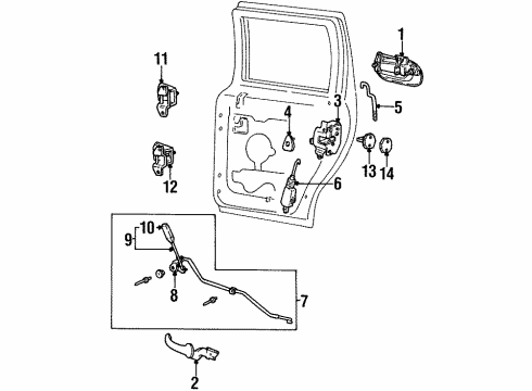 2000 Lincoln Navigator Rear Door - Lock & Hardware Diagram