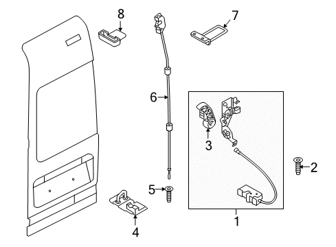 2011 Ford Transit Connect Back Door - Lock & Hardware Diagram