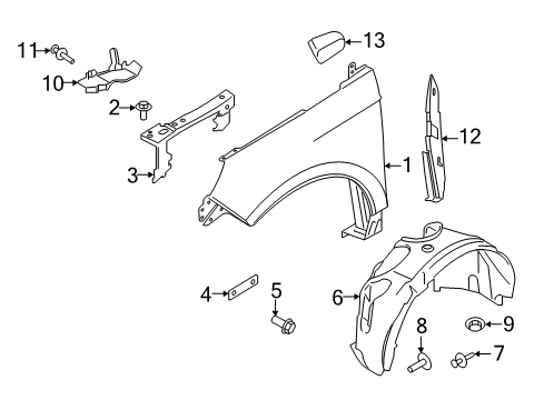 2022 Ford Edge Support - Fender Bracket Diagram for GT4Z-16060-A