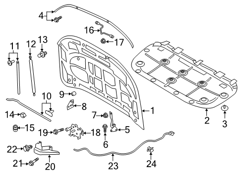 2020 Ford Ranger HOOD ASY - LESS HINGES Diagram for KB3Z-16612-B