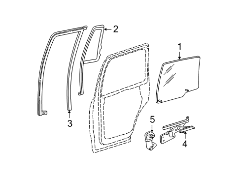 2004 Lincoln Navigator Rear Door - Glass & Hardware Diagram