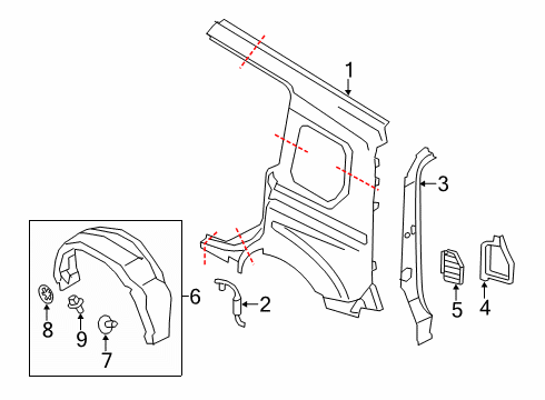 2023 Ford Transit Connect Side Panel & Components Diagram