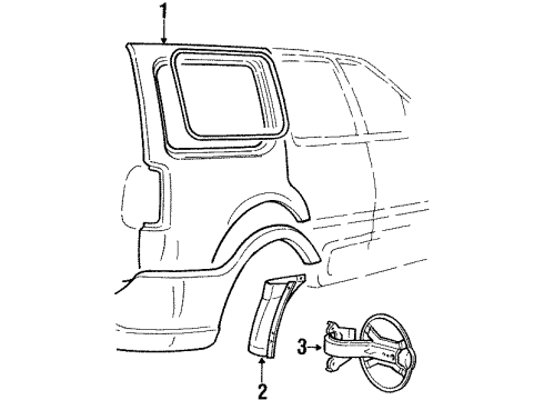 1998 Lincoln Navigator Quarter Panel & Components Diagram