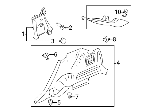 2014 Lincoln MKX Interior Trim - Quarter Panels Diagram