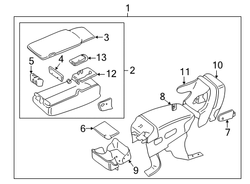 2008 Lincoln Town Car Armrest Assembly Diagram for 6W1Z-54644A22-AAC