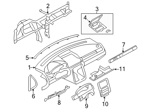 2006 Mercury Montego Panel Assy - Instrument Trim Diagram for 5G1Z-7404302-BAD