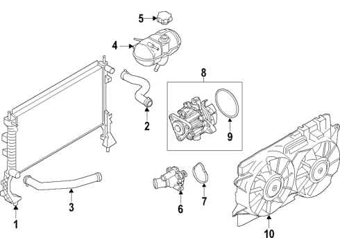 2023 Ford Mustang Cooling System, Radiator, Water Pump, Cooling Fan Diagram