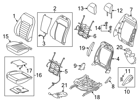 2016 Ford Fusion Head Rest Assembly Diagram for DS7Z-54611A08-AE