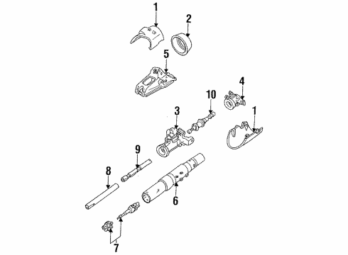 1991 Ford Ranger Steering Column Housing & Components, Shaft & Internal Components, Shroud, Switches & Levers Diagram