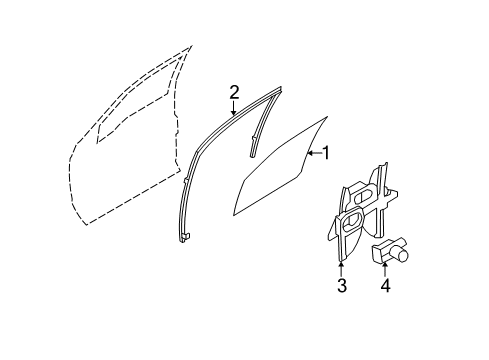 2008 Ford Expedition Front Door - Glass & Hardware Diagram