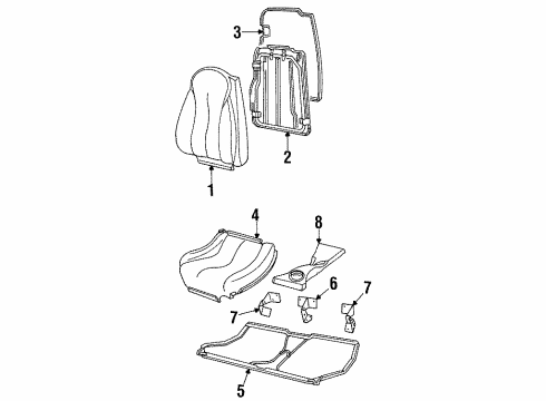 1999 Mercury Cougar Cover Assembly Rear Seat Cushion Diagram for F8RZ63638A04BAK