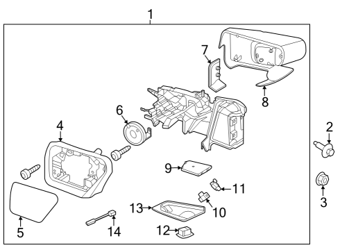 2023 Ford F-150 Lightning Outside Mirrors Diagram