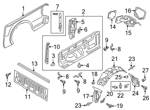 2020 Ford Ranger BRACKET - PARTITION PANEL - LO Diagram for KB3Z-99286E71-B