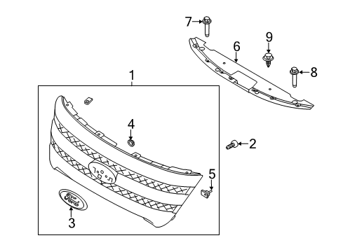 2014 Ford Explorer Grille & Components Diagram 1 - Thumbnail