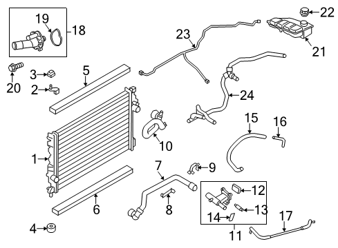 2014 Ford Escape Radiator & Components Diagram