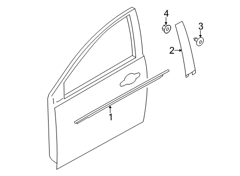 2014 Ford Focus Exterior Trim - Front Door Diagram