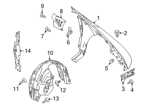 2016 Ford Police Interceptor Sedan Fender Assembly - Front Diagram for DG1Z-16005-B