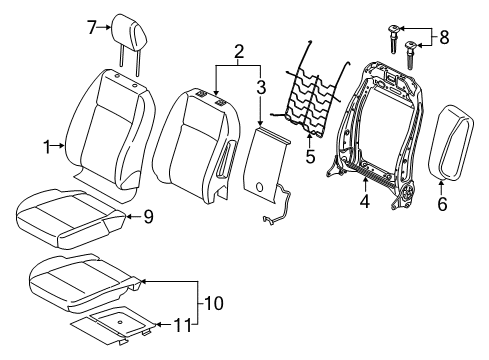 2019 Ford EcoSport Seat Cushion Cover Assembly Diagram for GN1Z-5862900-RA