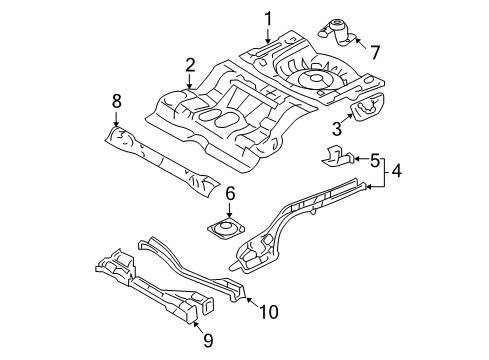 2012 Ford Fusion Rear Floor & Rails Diagram