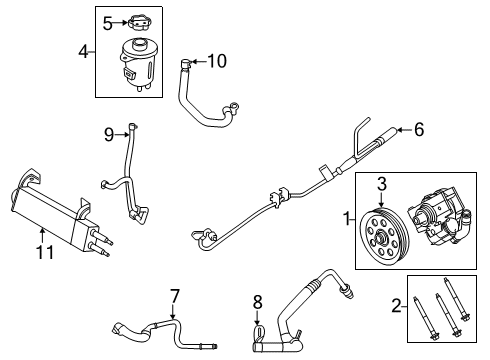 2022 Ford F-250 Super Duty P/S Pump & Hoses, Steering Gear & Linkage Diagram