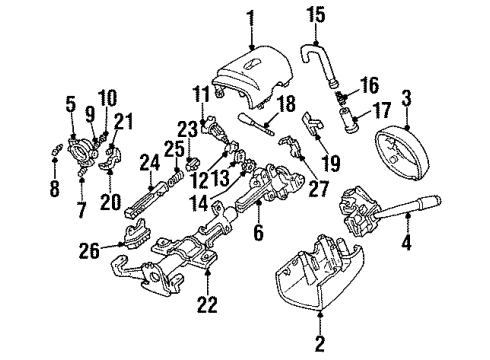 1990 Mercury Cougar Shroud, Switches & Levers Diagram