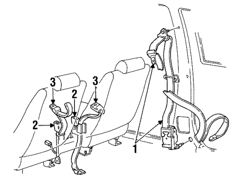 1998 Ford Taurus Seat Belt Assembly Diagram for F7DZ-74611B69-AAR