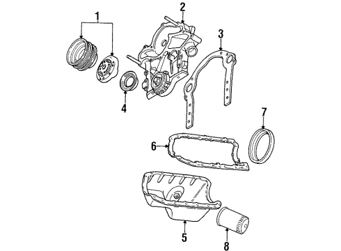 1994 Mercury Sable Engine Parts, Mounts, Cylinder Head & Valves, Camshaft & Timing, Oil Pan, Oil Pump, Crankshaft & Bearings, Pistons, Rings & Bearings Diagram