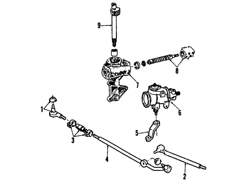 1992 Ford F-150 P/S Pump & Hoses, Steering Gear & Linkage Diagram